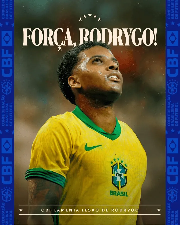 海洋之神·hy590-无缘世界杯！巴西官方：对罗德里戈表示支持，早日重返赛场